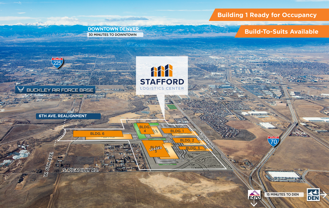 Stafford Logistics Center in Aurora, CO offers industrial & warehouse space for lease near Denver, and build-to-suit availability in a ±4.4 million SF business park